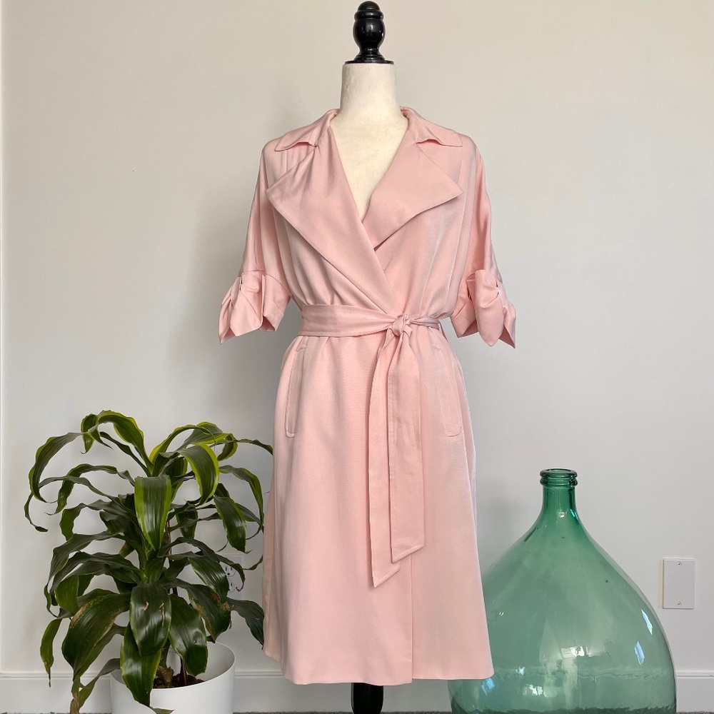 Ted Baker Pale Pink Bow Trimmed “BIIBI” Trench Coat - Size 3 (US 8)